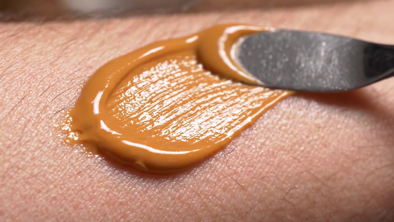 Applying Foundation: A Close-Up Look at the Application Process on Skin in Two Sequential Frames, Capturing Texture and Color Variation for Perfect Makeup Results.