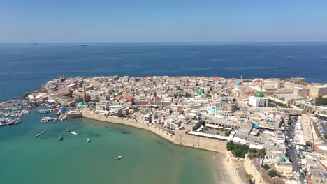 port city in the galilee from a drone