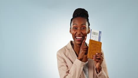 pointing, face and a black woman with a ticket