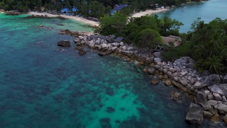 tropical island resort using solar panels to generate green energy
