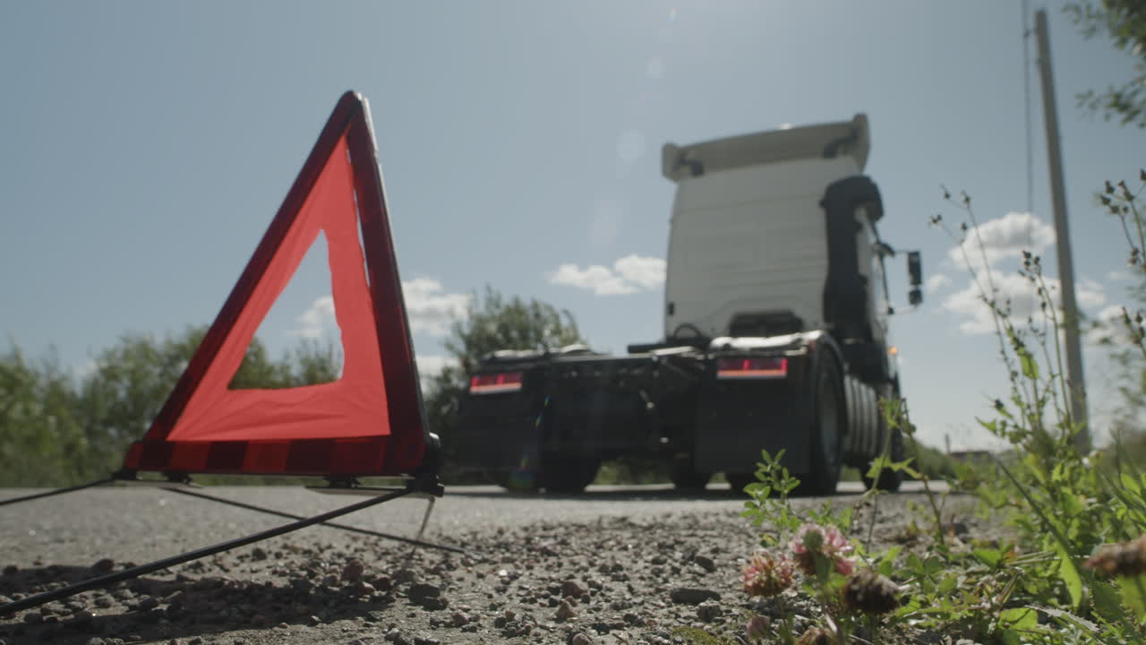 Truck Breakdown with Warning Triangle