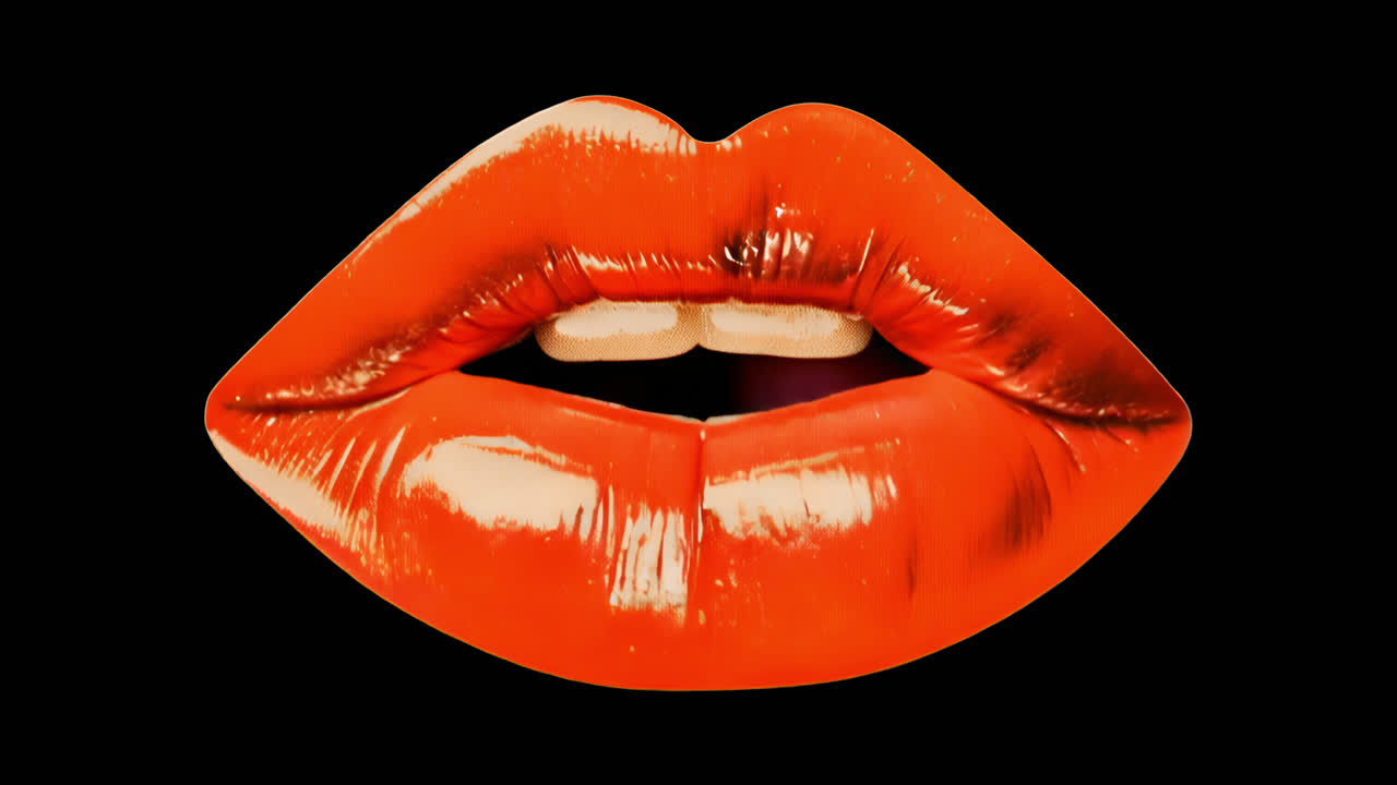 Vibrant lips art pop animation isolated asset, transparent 4K video, alpha channel, ProRes 4444