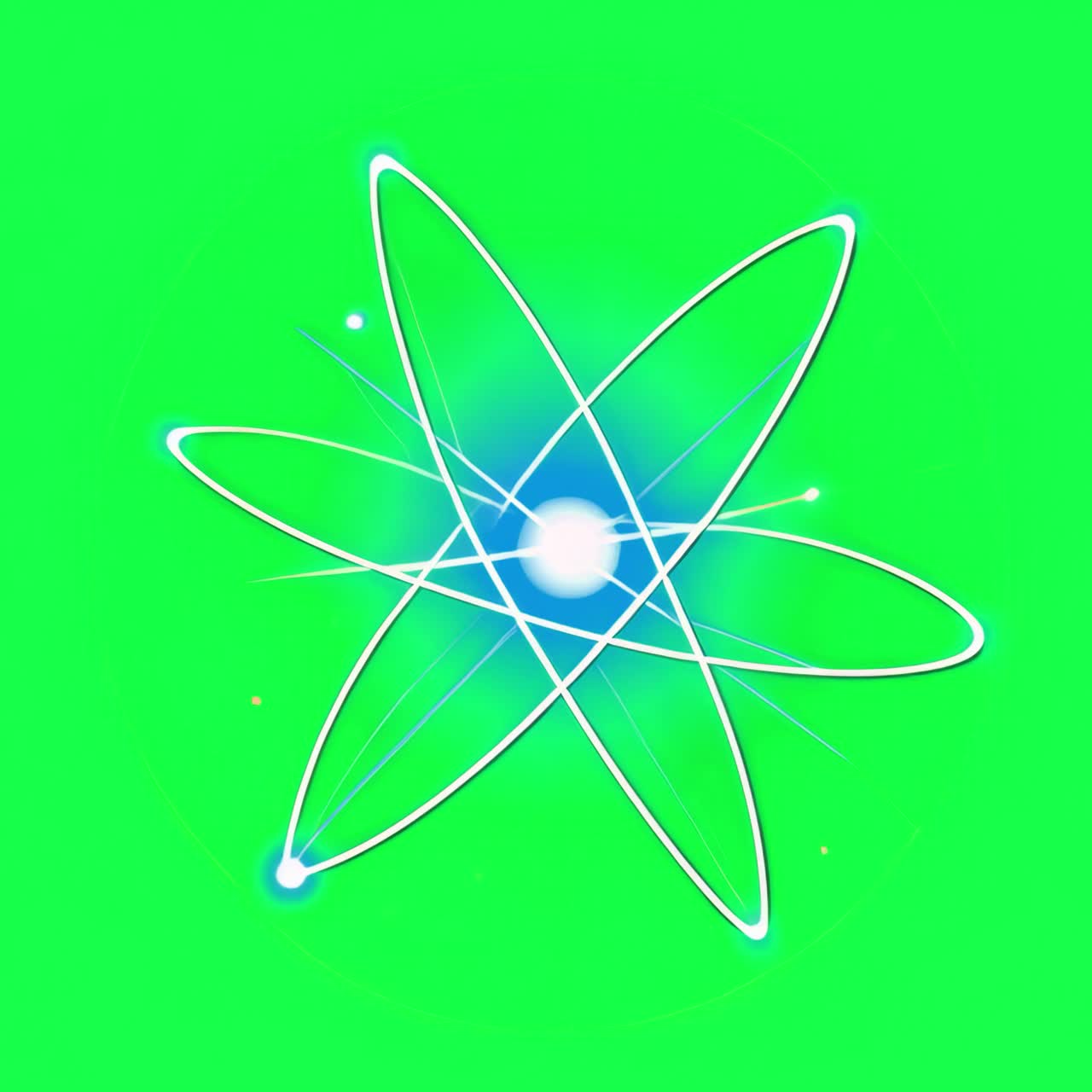 Glowing atomic structure illustration animation, transparent 4K video, green screen