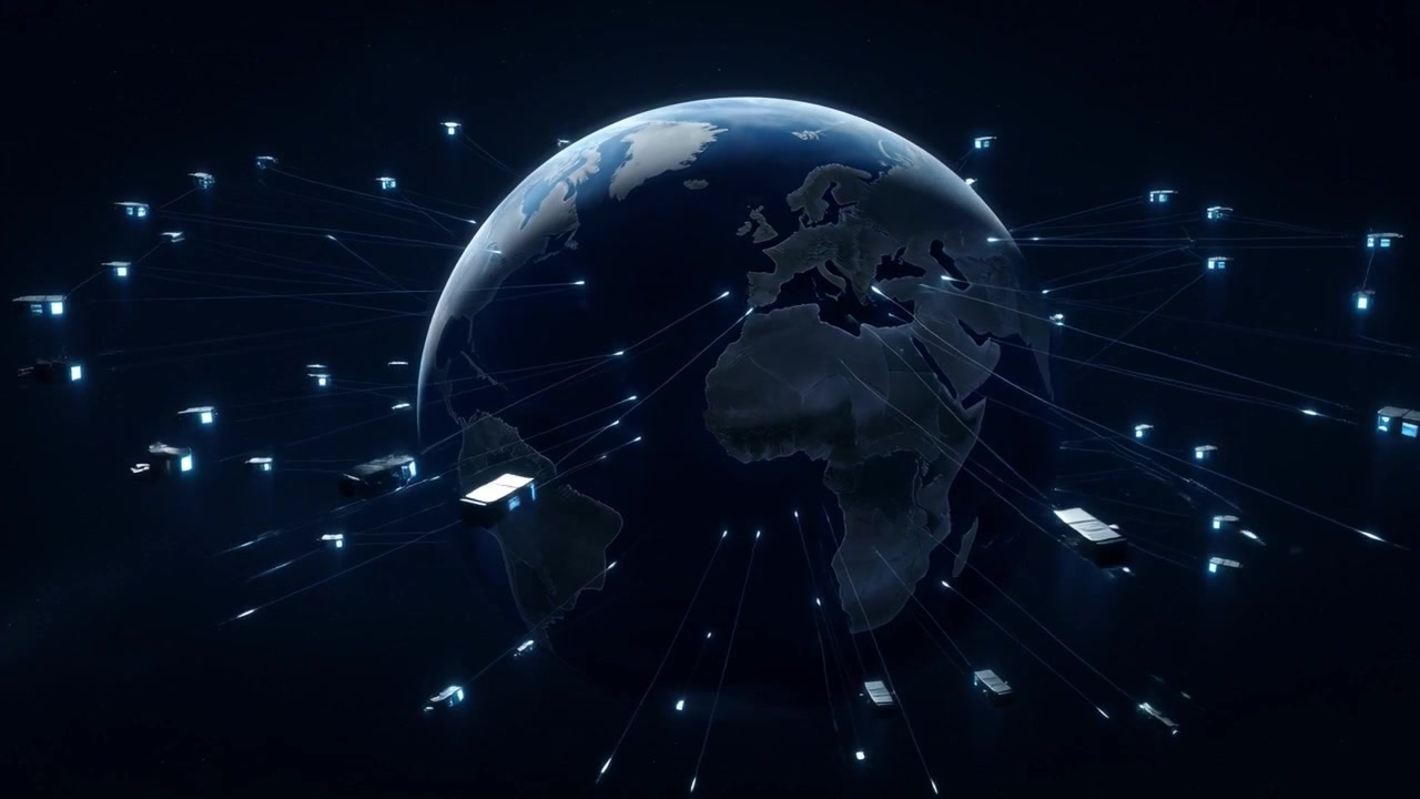 Futuristic Global Communication Network Surrounding Earth