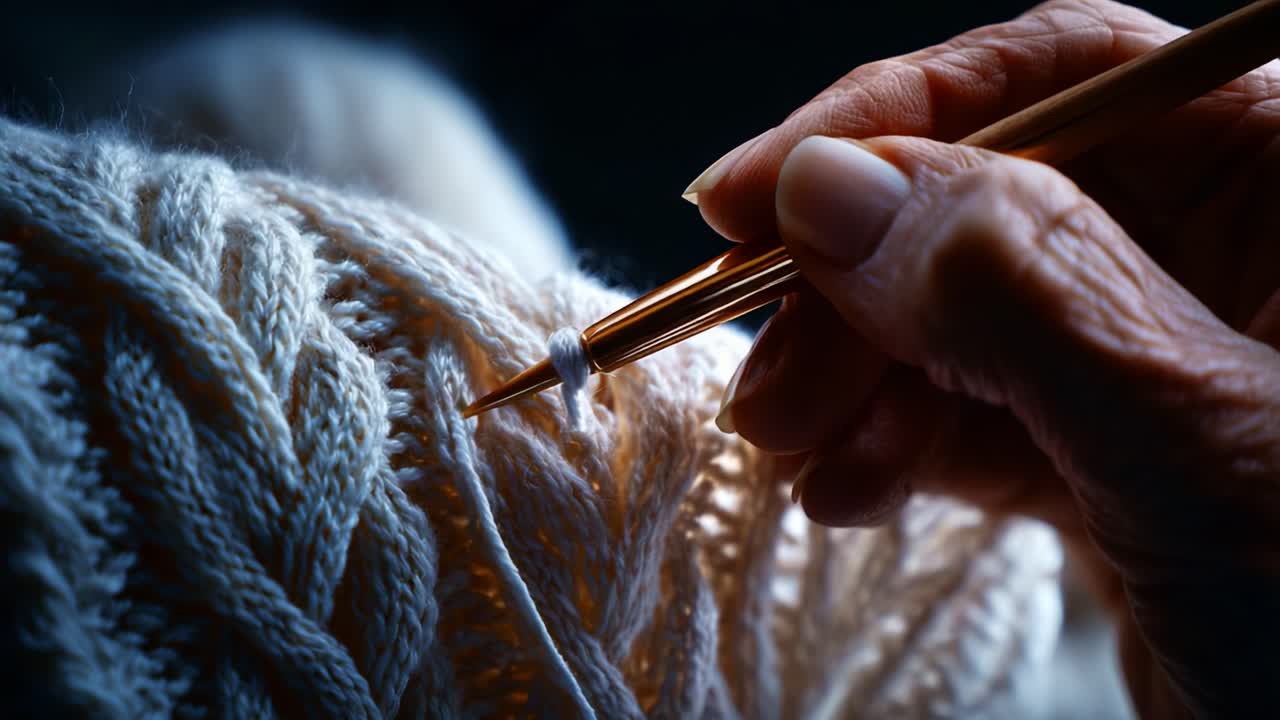 The Art of Knitting: An Intricate Craft Showcasing the Skillful Hand of a Knitter as They Weave Threads Together, Creating Beautiful Patterns with a Joyful Touch