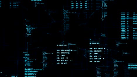 working program code in a cyberspace. abstract digital interface on a screen. seamless loop.
