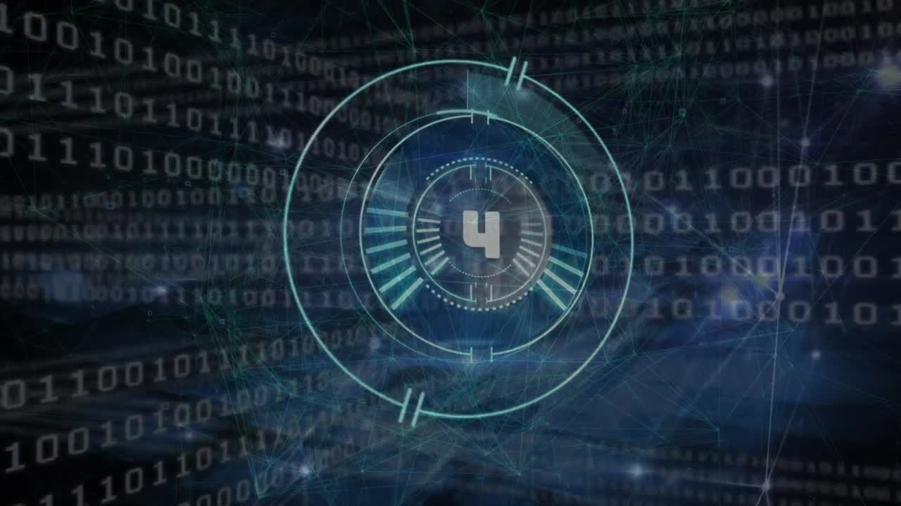 animación del escaneo del alcance con cuenta atrás sobre la codificación binaria