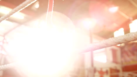 close-up of empty boxing ring