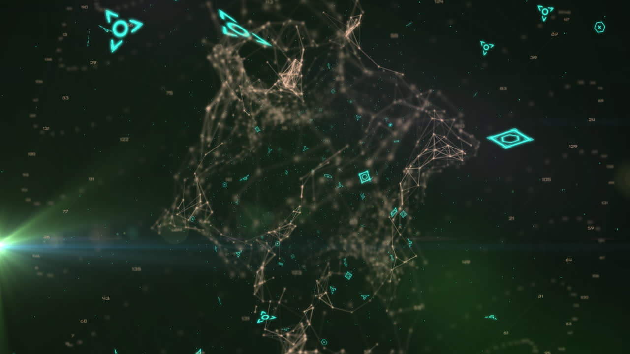 어두운 배경에서 qr 코드와 데이터 처리의 애니메이션