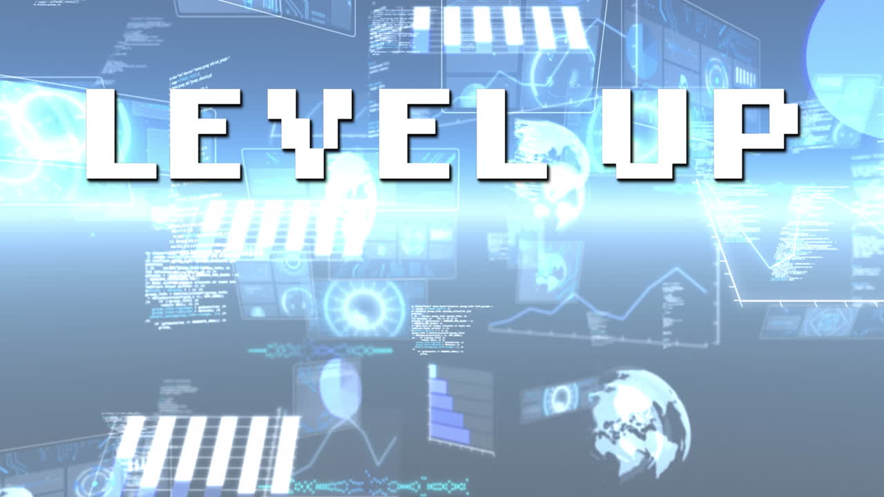 다양한 데이터로 디지털 추상 공간에서 시작의 애니메이션