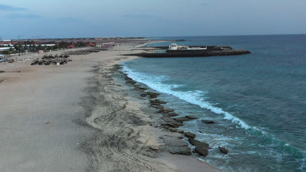 Seascape At Bikini Beach Club In Santa Maria, Sal Island, Cape Verde - Drone Shot