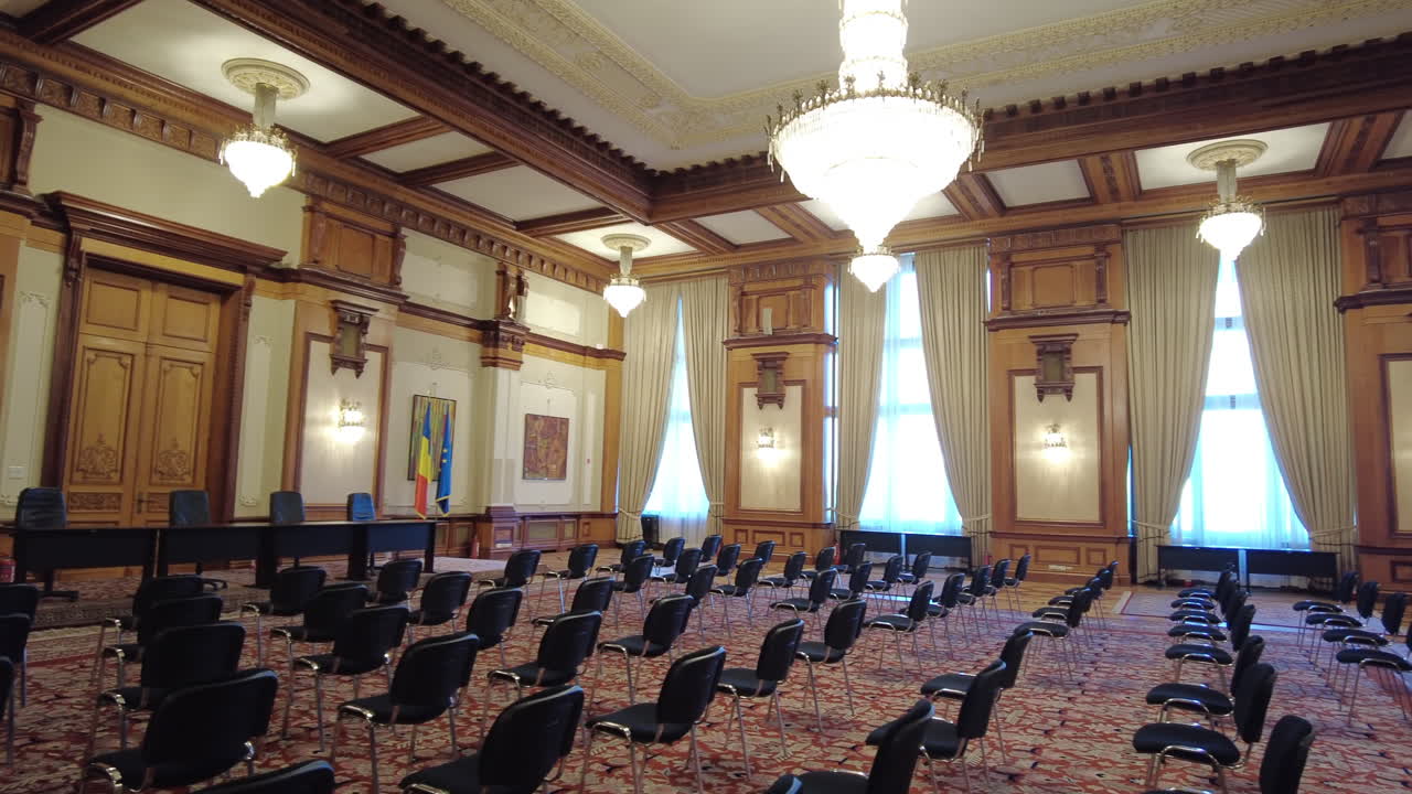 The inside of the Palace of Parliament in Bucharest, Romania