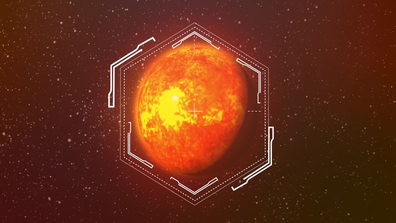 animación de escaneo sobre el planeta en el cielo con estrellas