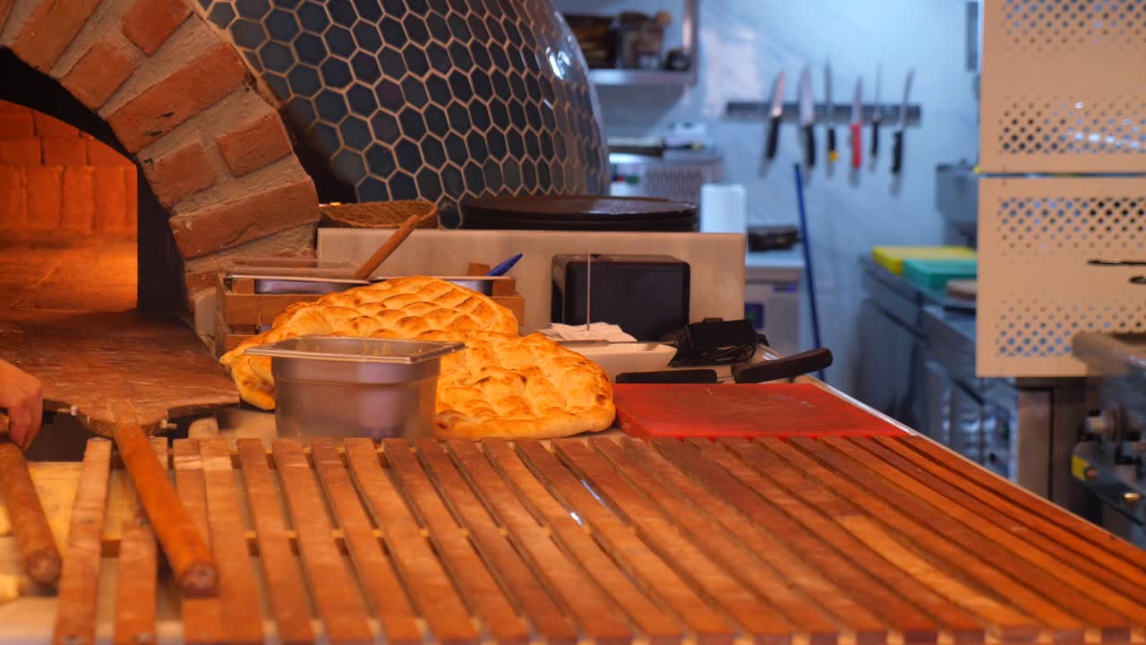 Close-up of an Oven with Freshly Baked Bread