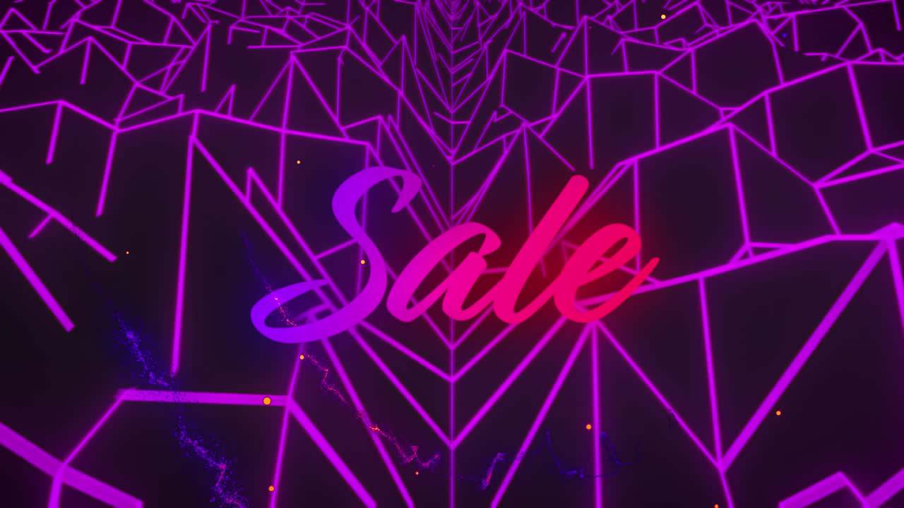 반이는 보라색 디지털 지도 위에 판매 텍스트의 애니메이션