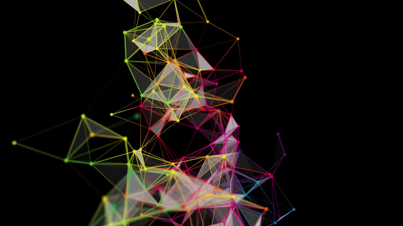 Futuristic plexus animation with glowing triangles in slow motion, 4096x2304 loop 4K