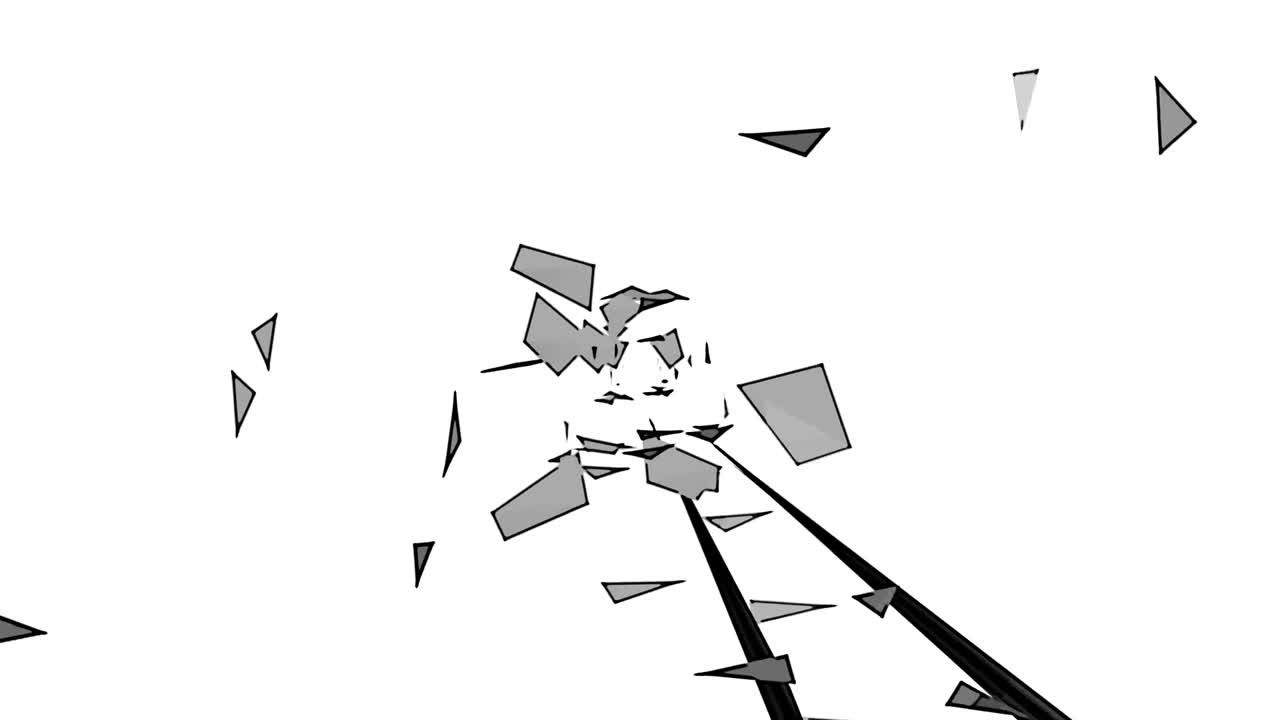 Simple repeating light background with flying geometric shapes