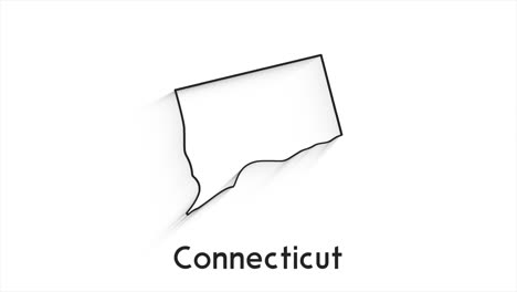 connecticut state of the united states of america. animated line location marker on the map. easy to use with screen transparency mode on your video.