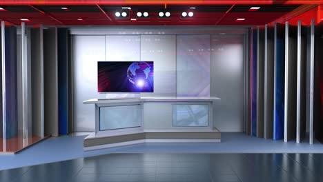 3d virtual news studio background, loop