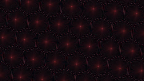 patrón de hexágonos con efecto neón y puntos en degradado oscuro