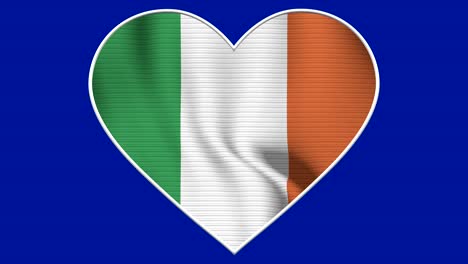 ireland heart love flag loop - realistic 4k flag waving in the wind
