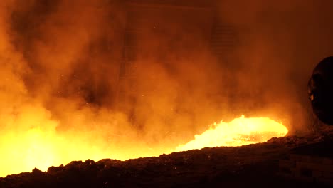 molten steel in a furnace