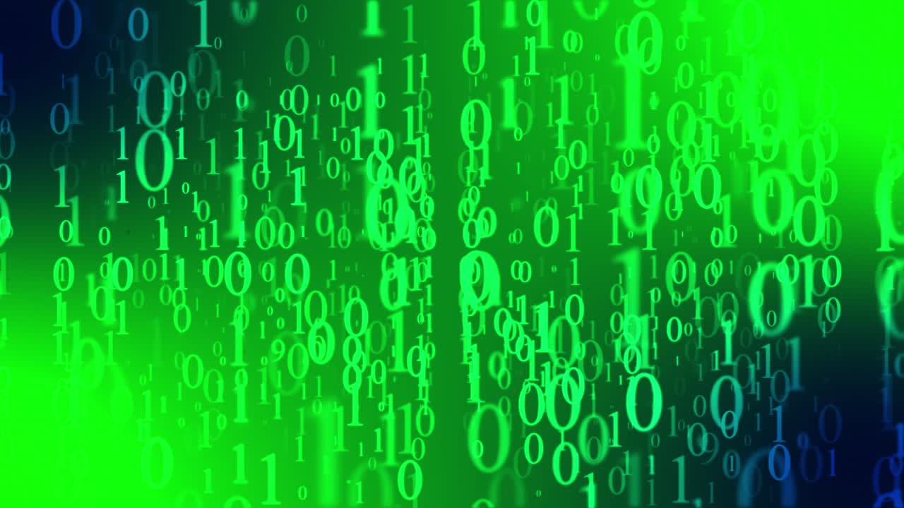 Binary numbers across a psychedelic green screen. Loop