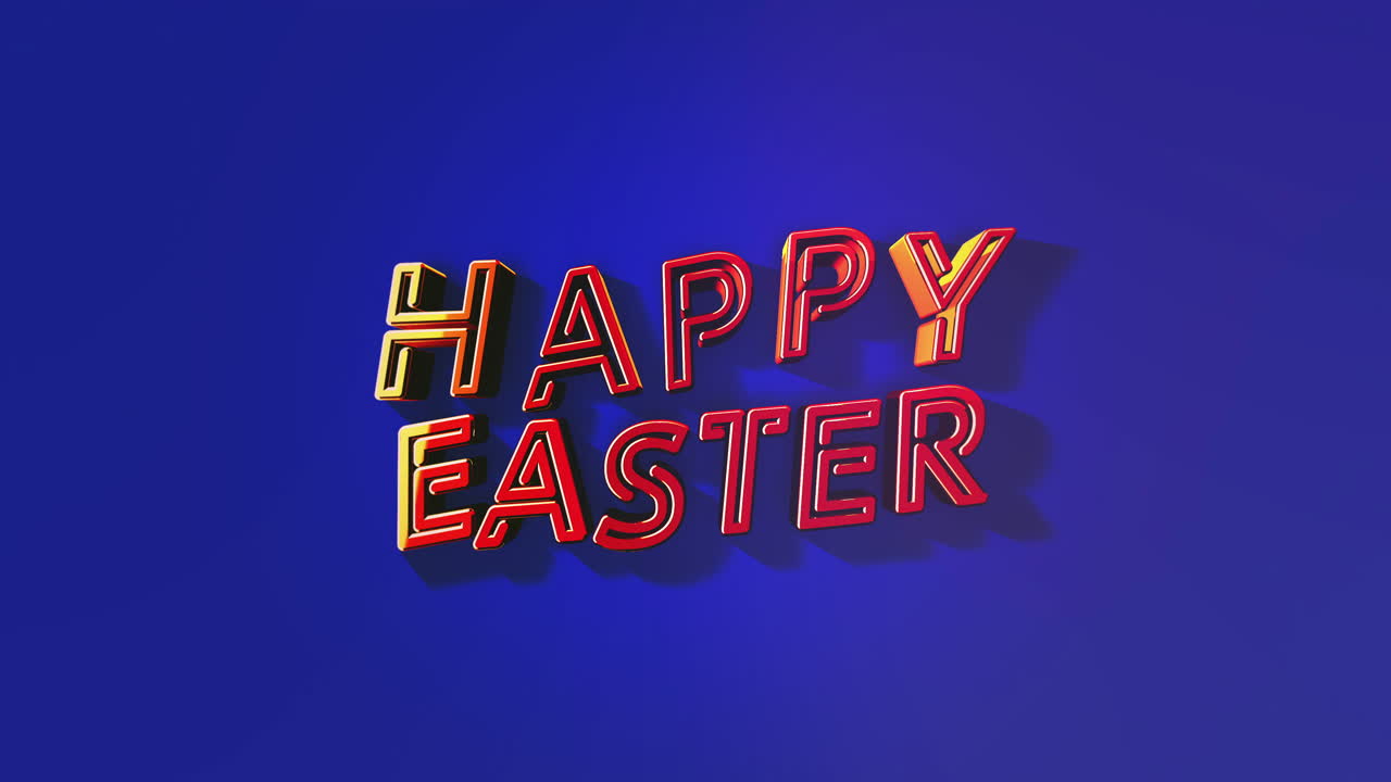 Vivaci luci al neon 3D Buona Pasqua su sfondo blu