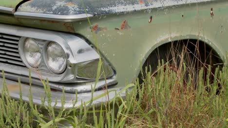 un viejo ford edsel se sienta en un campo 4
