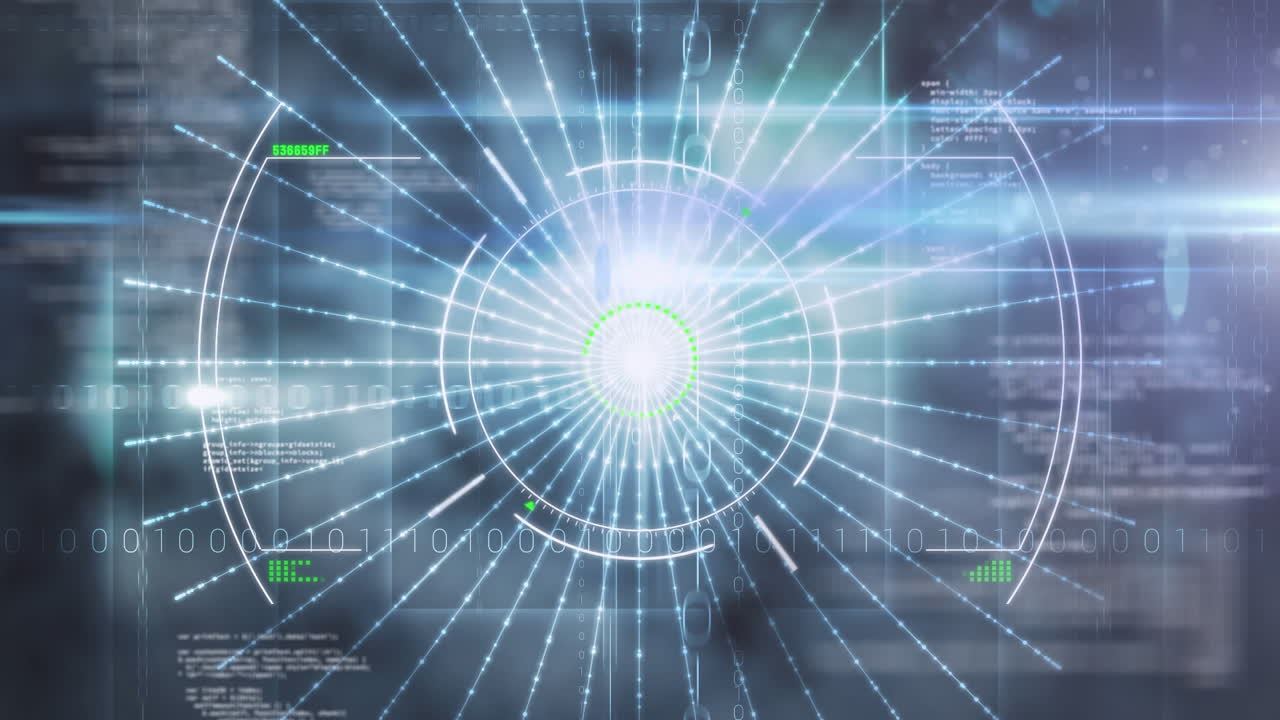 반이는 배경에서 스 스캔과 데이터 처리의 애니메이션