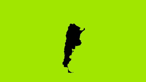 mapa del país de argentina pantalla verde con estilo de silueta en movimiento