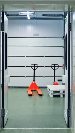 contemporary building inside the dairy farm. light corridor in the modern factory for producing milk products. motion camera back. vertical video