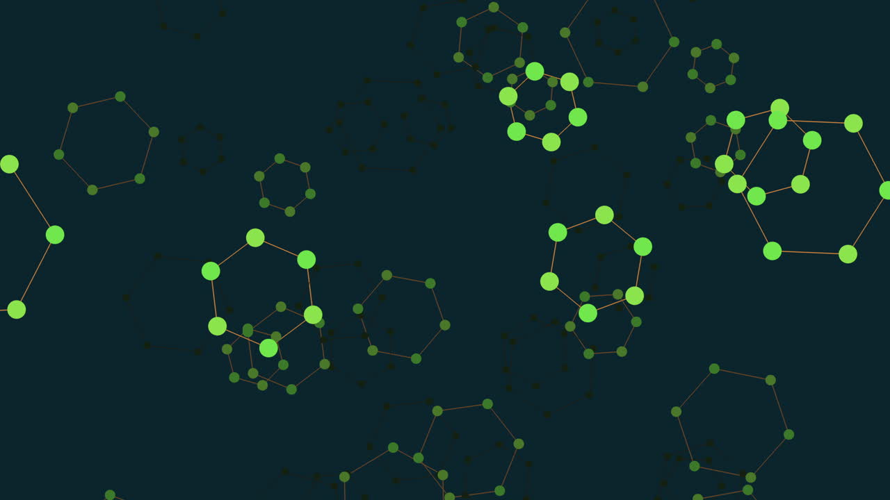 red abstracta de círculos púrpuras y negras conectados por líneas en un fondo azul oscuro