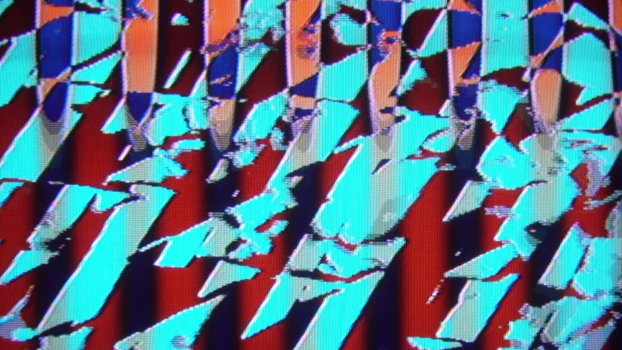 Sawtooth patterns and ovals with video feedback produced by analog video synthesizer