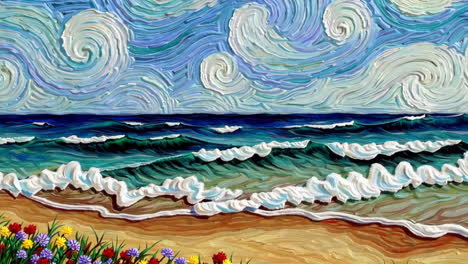 starry night beach scene