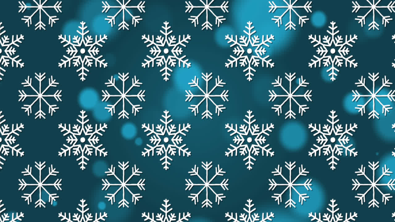 Multiple snowflakes icons in seamless pattern against spots of light on blue background