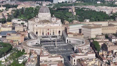 vatican city at rome in lazio italy. san pedro basilica above view. catholic church. vatican city at rome in lazio italy. san pedro square scene. religious background. rome skyline.