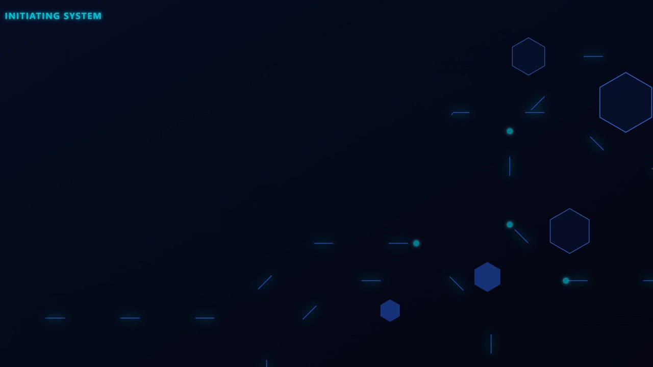 Digital Interface Displaying Initiating System Text with Abstract Geometric Graphics