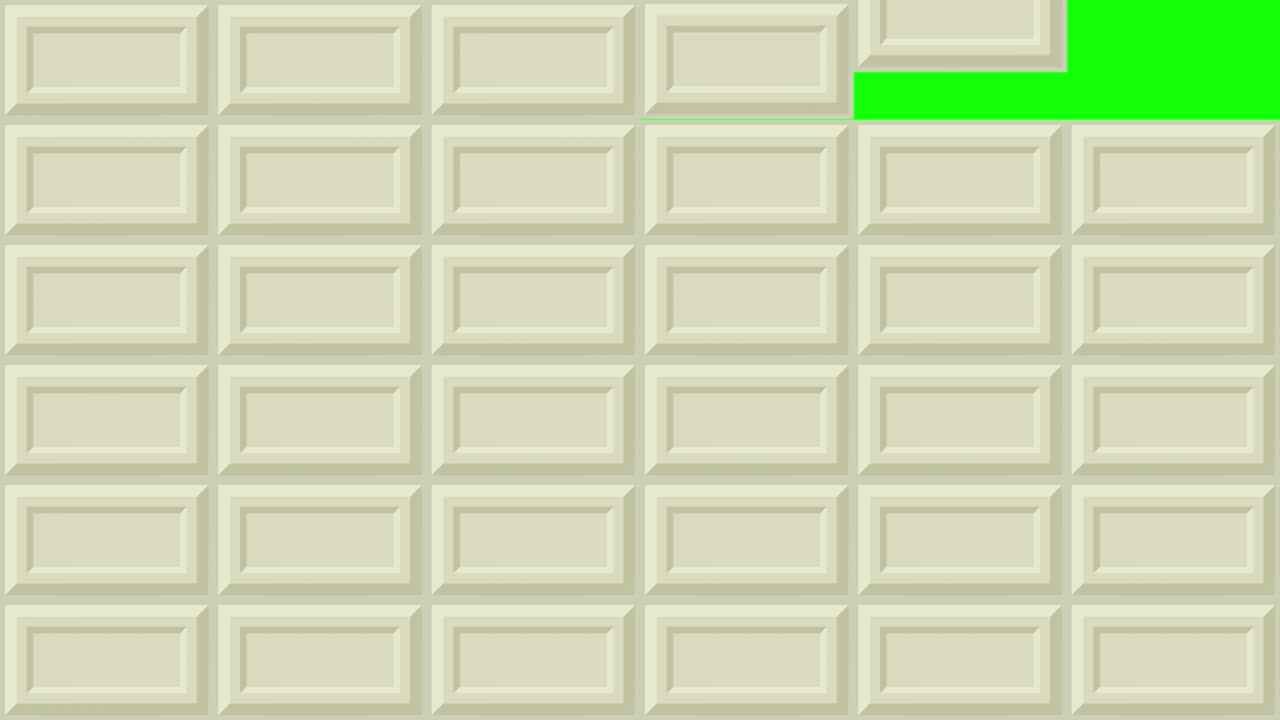 Falling animation of white chocolate bar blocks on chroma key background