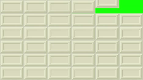 falling animation of white chocolate bar blocks on chroma key background