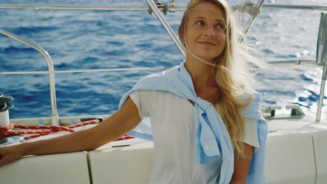 happy couple sailing on yacht