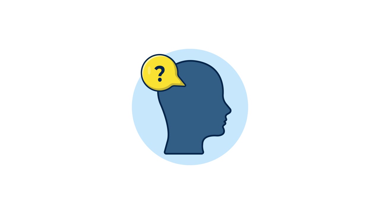Animated Icon of a Human Head with a Question Mark Thought Bubble