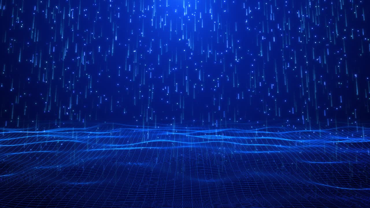 Raining Binary Code on Futuristic Cyber Abstract Background
