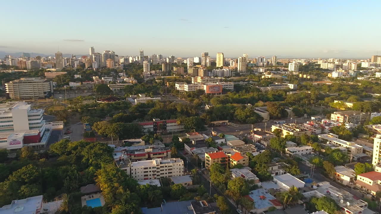 Aerial drone view of university area of Santo Domingo in Dominican Republic
