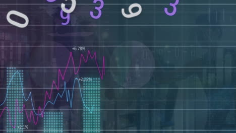 Animación-Del-Procesamiento-De-Datos-Financieros-Sobre-El-Paisaje-Urbano