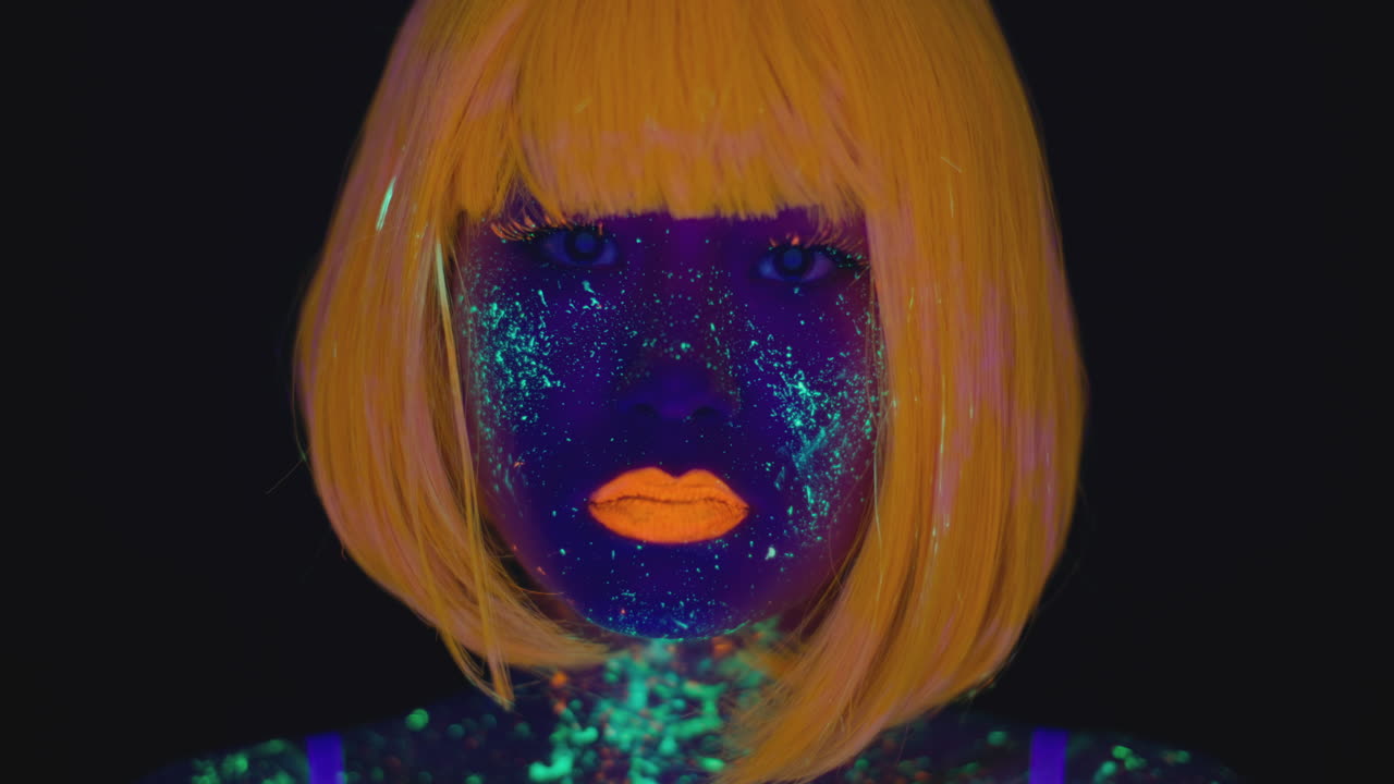 Woman with Neon Face Paint