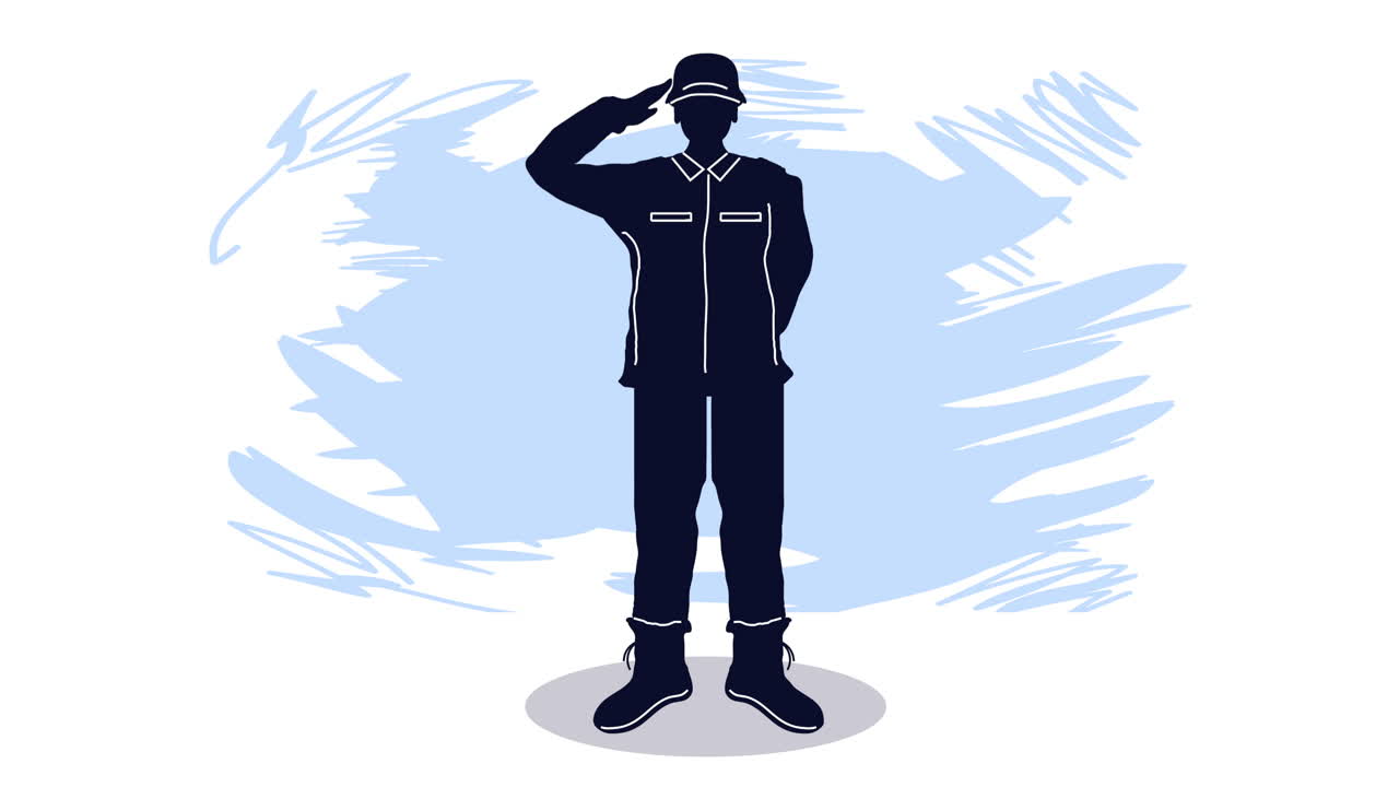 경의를 표하는 군인의 실루