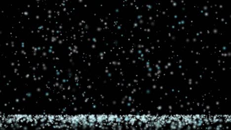 blue white snow fall down in the floor on black screen