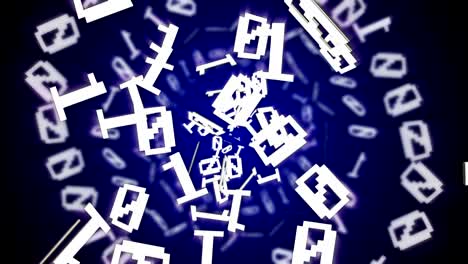 binary code numbers background animation, rendering, loop