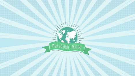 animation of globe and make everyday earth day on moving blue background